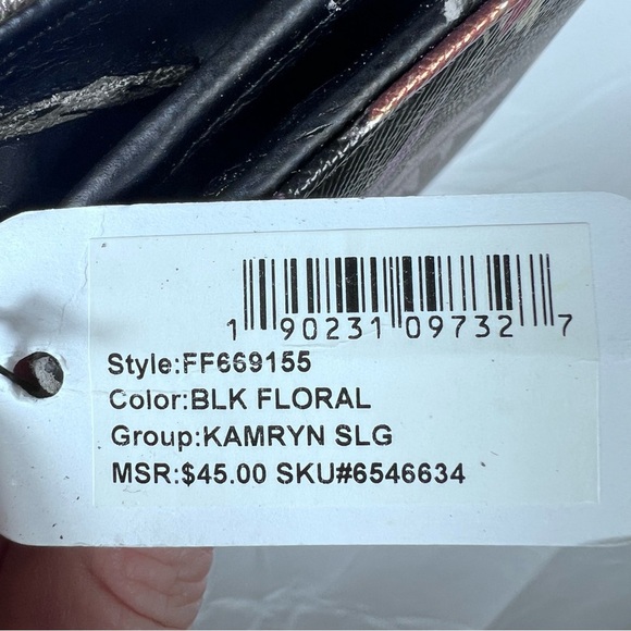 GUESS Floral Tote Large Shoulder Handbag Black Multicolor with wallet NWT - Picture 7 of 13